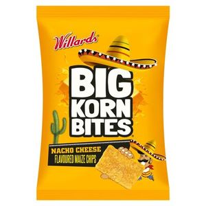 Willards Big Korn Bites Nacho Cheese Flavoured Maize Chips 120g